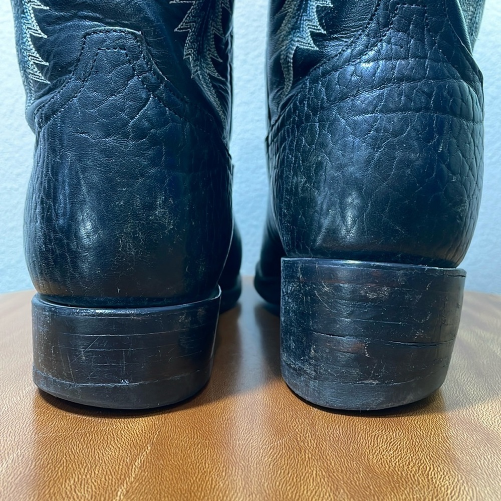 Men's Tony Lama Boot, Black Bullhide, Stockman Western CT2036 Size 9B *Details* - Picture 15 of 16